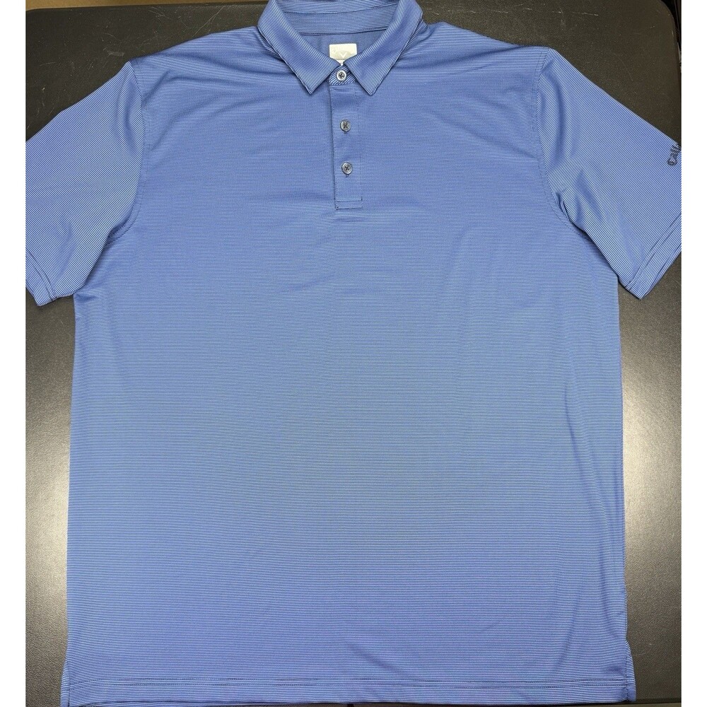 Callaway Opti Dry Golf shirt polo size XL Blue / Navy Blue Strips Sleeve Logo
